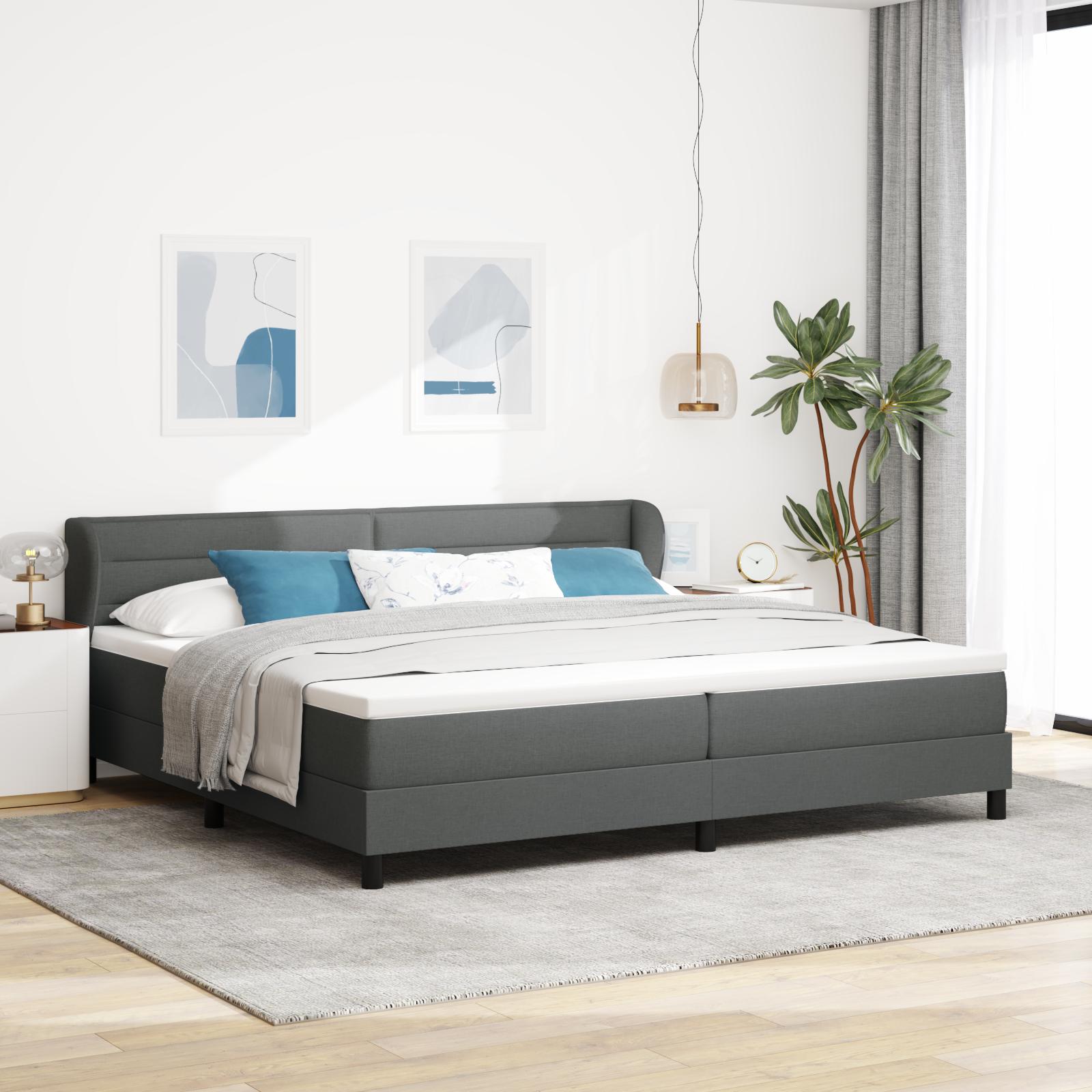 Kontinentalseng med madras MÃ¸rkegrÃ¥ 200 x 200 cm Stof