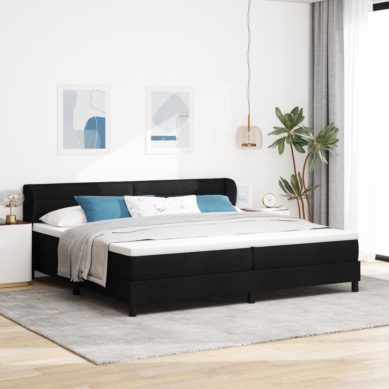 Boxmadras Med Topmadras Med Madras Sort 200 X 200 Cm Stof