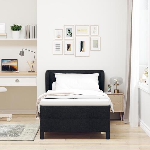 Boxmadras med madras Sort 90x200 cm Stof