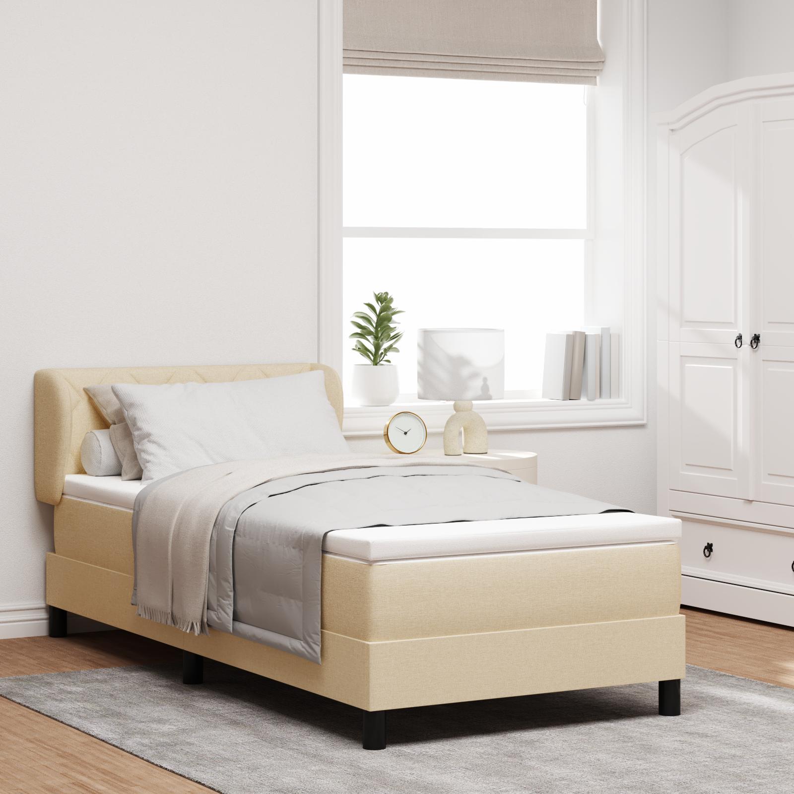 Kontinentalseng med madras Creme 100 x 200 cm Stof