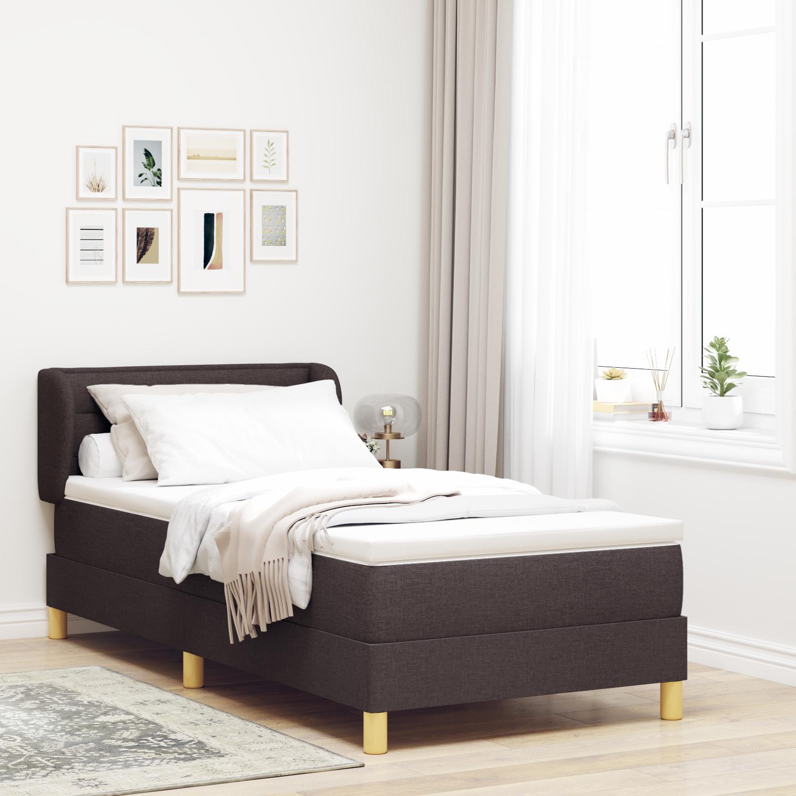 Kontinentalseng med madras Mørk Brun 90 x 200 cm Stof