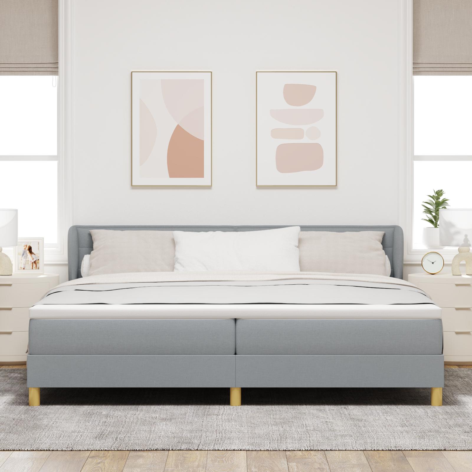 vidaXL Box spring seng med madras Lysegrå 200 x 200 cm Stof