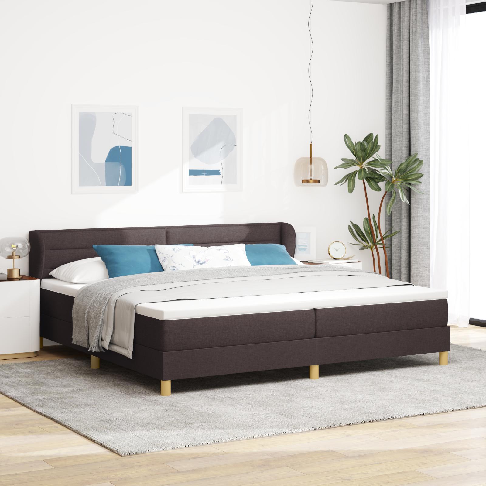 Kontinentalseng med madras Mørk Brun 200 x 200 cm Stof