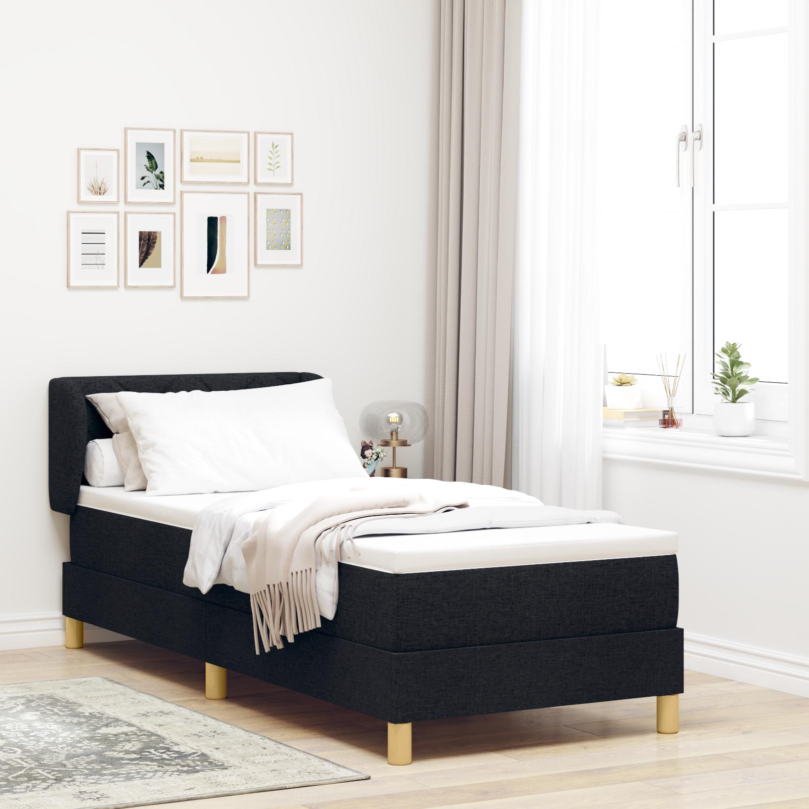 Boks Madrasseng Med Madras Creme 90x200 Cm Stof Med Madras Sort