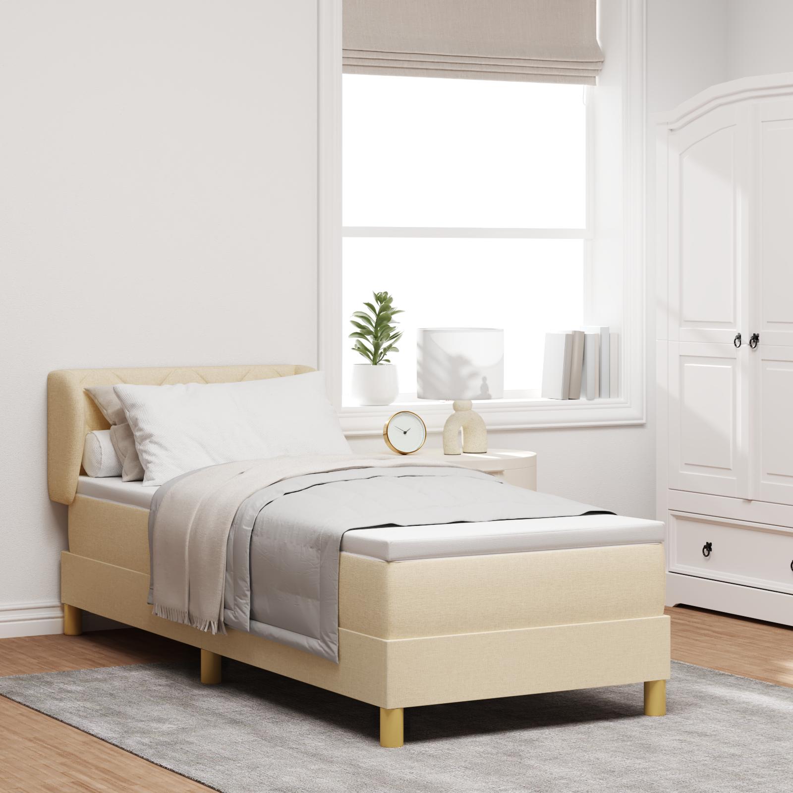 Kontinentalseng med madras Creme 80 x 200 cm Stof