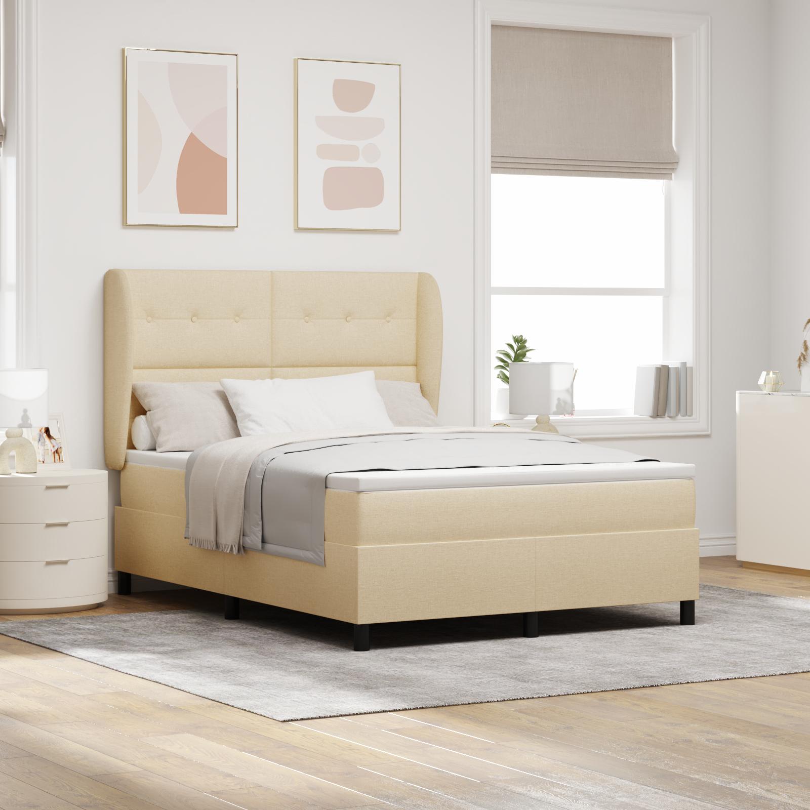 Kontinentalseng med madras Creme 140 x 190 cm Stof