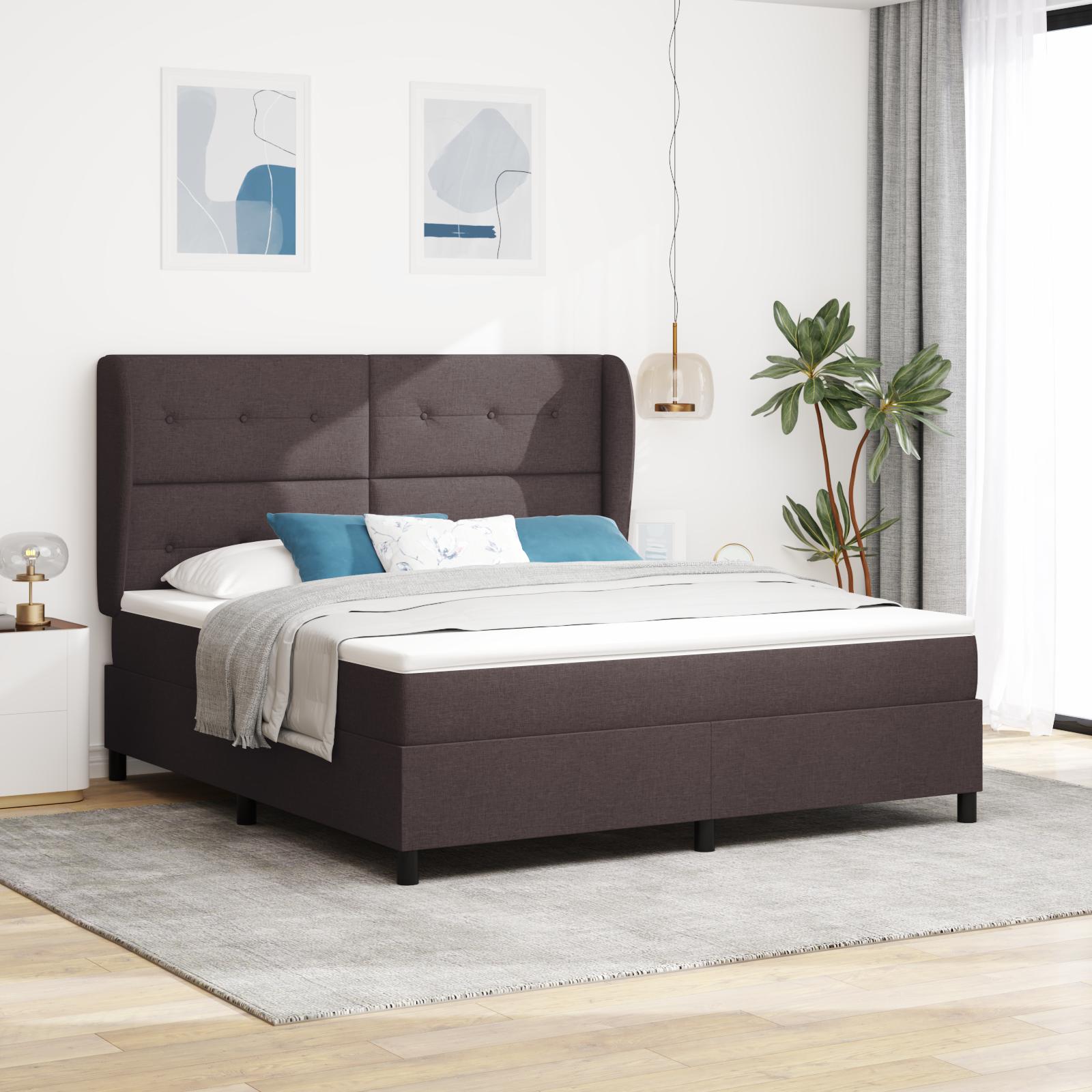 vidaXL Box spring seng med hovedgærde Mørkebrun 180 x 200 cm Stof