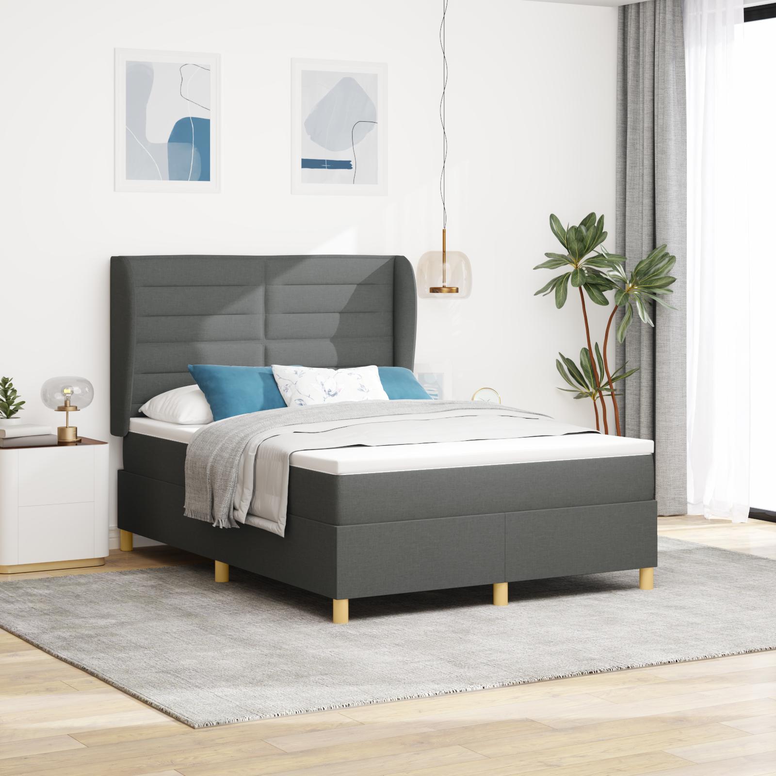 Boks-madras seng med madras Mørkegrå 90x190 cm Stof Mørkegrå