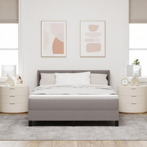 Kontinentalseng med madras Gråbrun 190 x 140 cm Polyester