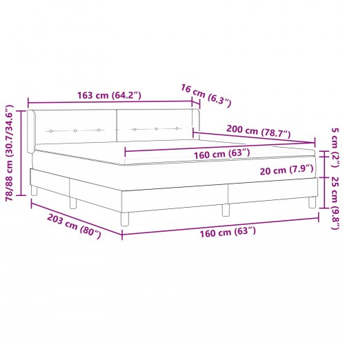 Kontinentalseng med madras Mørk blå 200 x 160 cm Fløjl