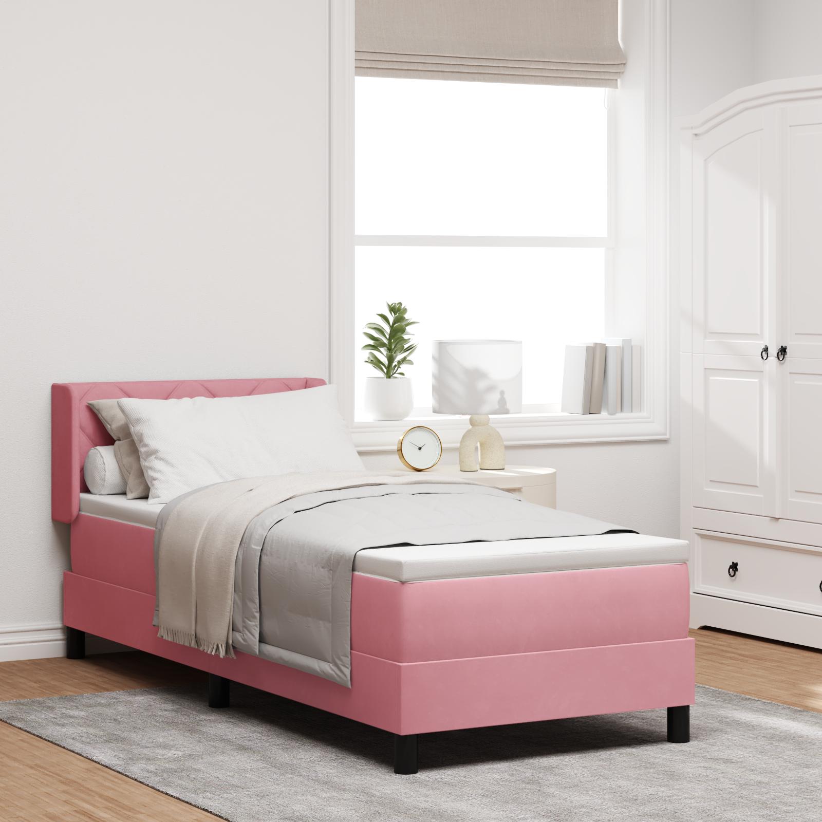vidaXL Box spring seng med hovedgærde Lyserød 200 x 80 cm Fløjl