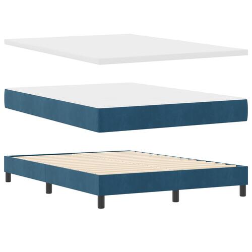Box Spring Seng med Madras Mørkeblå 140x200 cm Fløjl