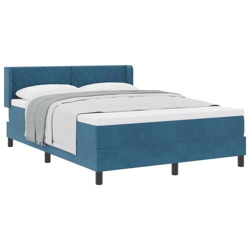 Box Spring Seng med Madras Mørkeblå 140x200 cm Fløjl