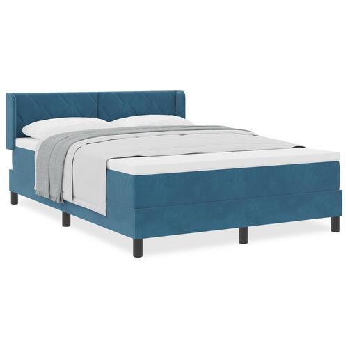 Box Spring Seng med Madras Mørkeblå 140x200 cm Fløjl