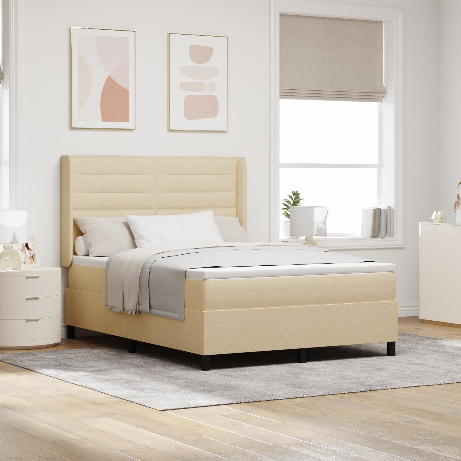 Box spring seng med madras Creme 200 x 140 cm Stof