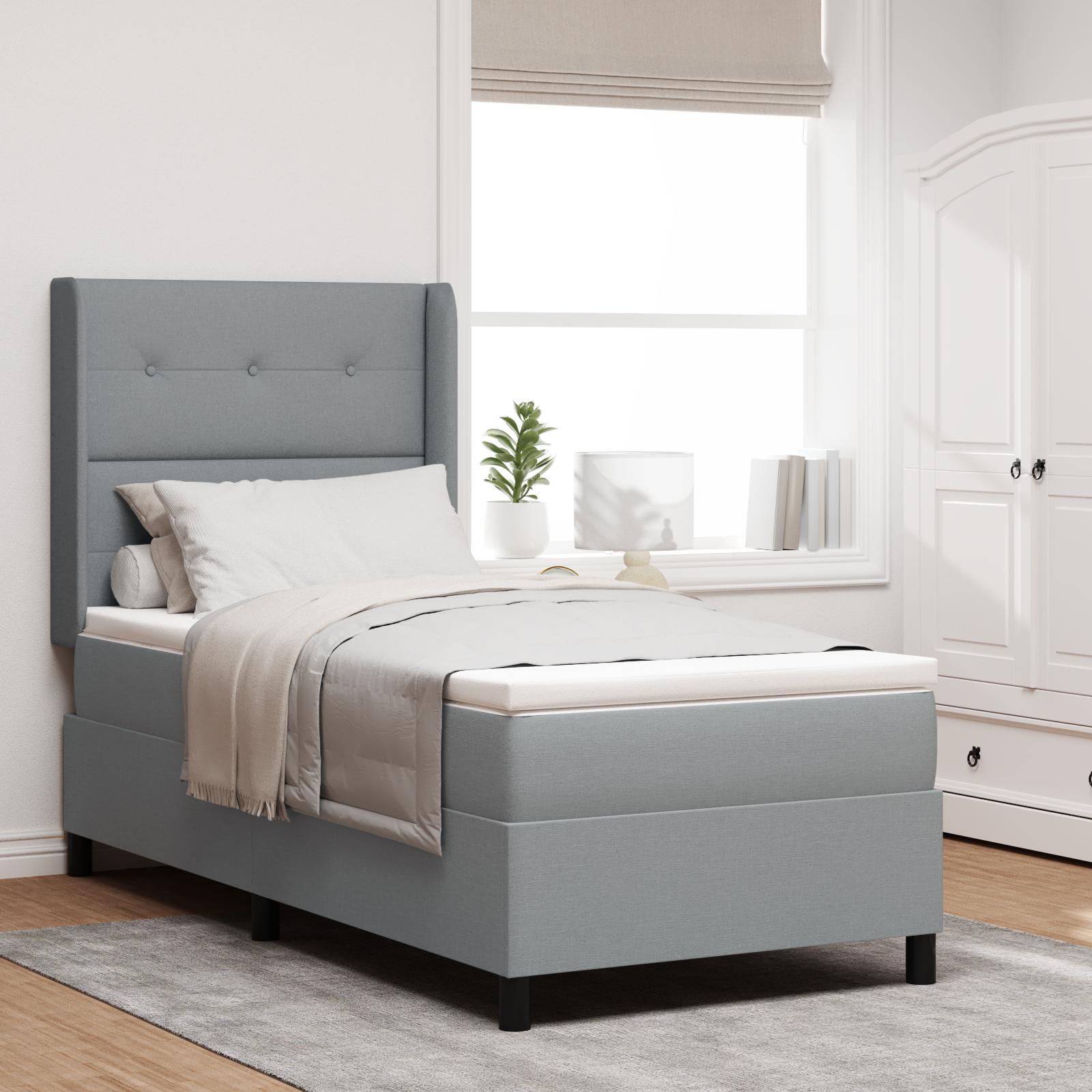 vidaXL Box spring seng med pude Lysegrå 200 x 100 cm Stof