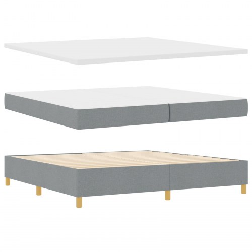 Boks-madrasseng med madras Lysegrå 200 x 200 cm Stof