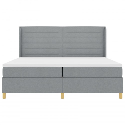 Boks-madrasseng med madras Lysegrå 200 x 200 cm Stof