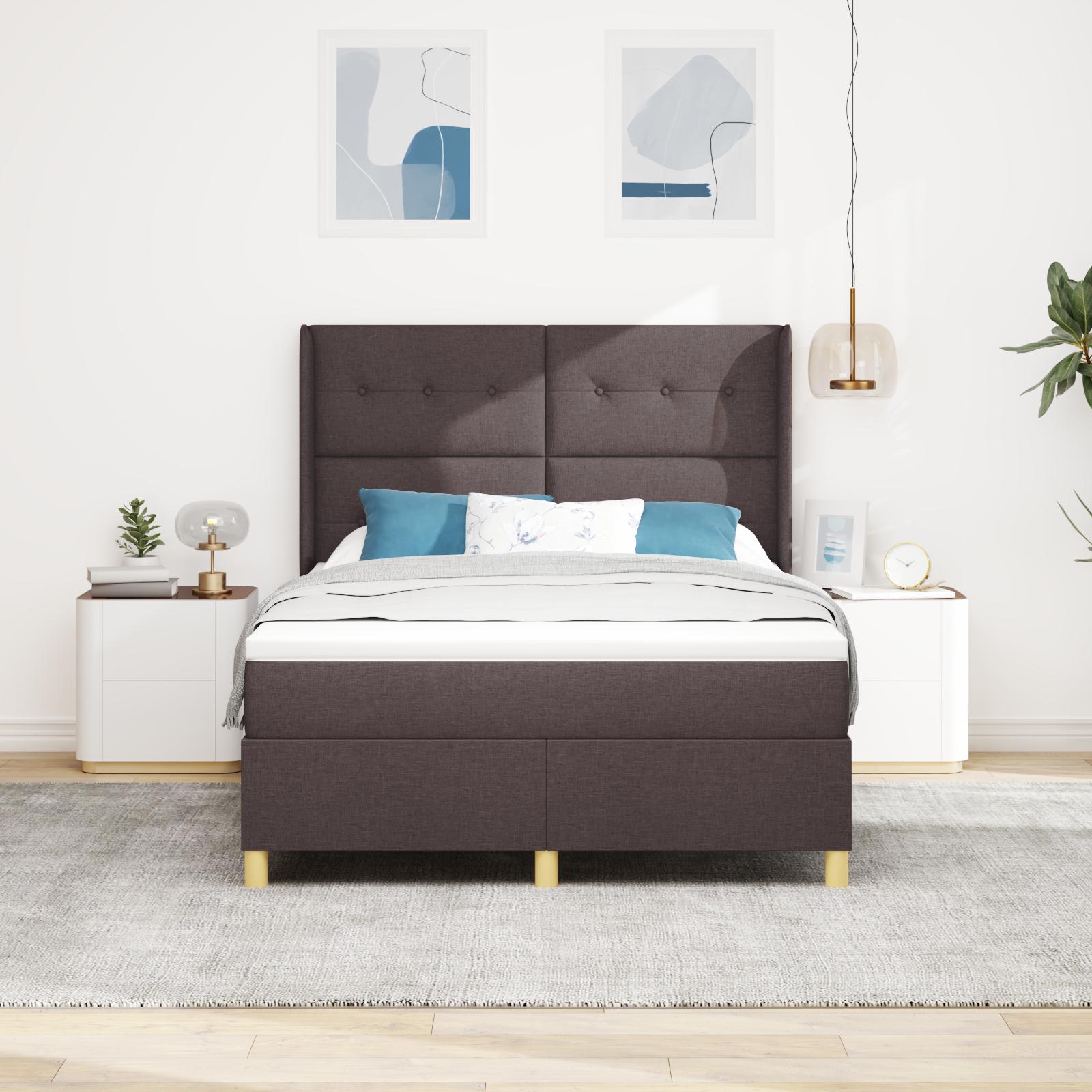 Box spring seng med madras Mørk Brun 140 x 200 cm Stof
