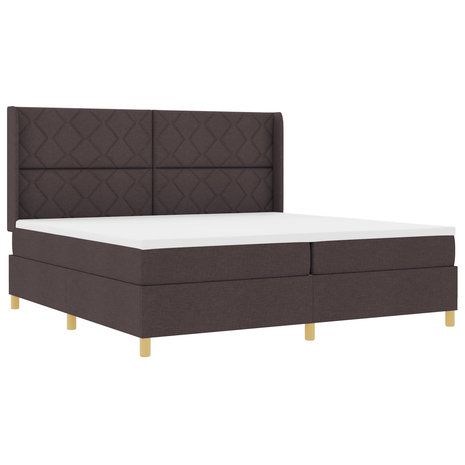 Box spring seng med madras Mørk Brun 200 x 200 cm Stof