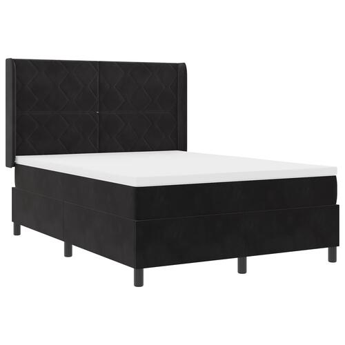 Boxspring Seng med Madras Sort 140x190 cm Fløjl