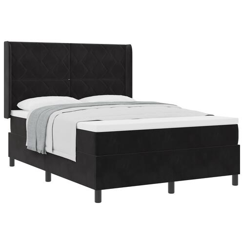 Boxspring Seng med Madras Sort 140x190 cm Fløjl