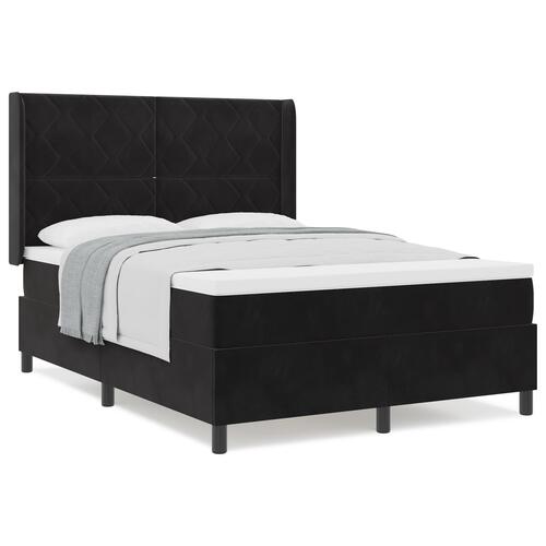 Boxspring Seng med Madras Sort 140x190 cm Fløjl