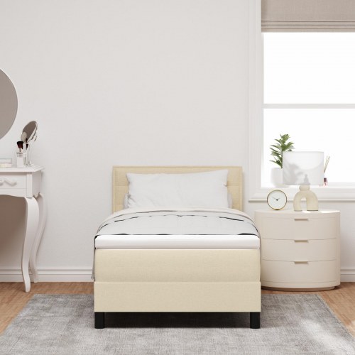 Kontinentalseng med madras med LED Creme 90 x 200 cm Stof