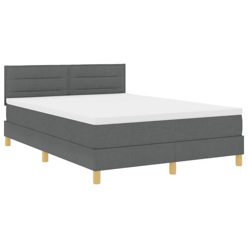 Boxspring Seng med Madras & LED Mørkegrå 160x200 cm Stof