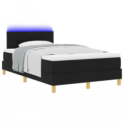 LED Box Spring Bed med madras med LED Sort 120 x 200 cm Stof