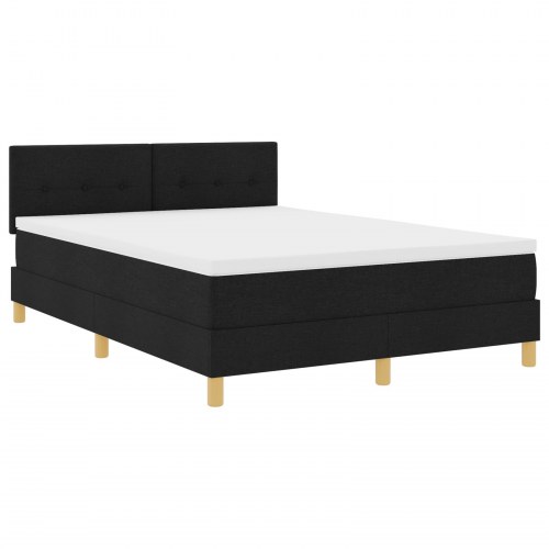 LED Box Spring Bed med madras med LED Sort 140 x 200 cm Stof