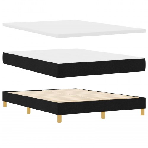 LED Box Spring Bed med madras med LED Sort 140 x 200 cm Stof