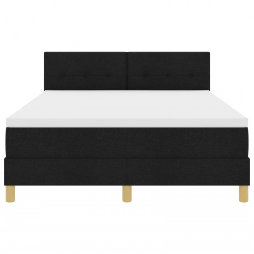 LED Box Spring Bed med madras med LED Sort 140 x 200 cm Stof