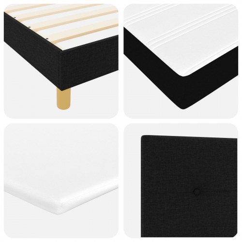 LED Box Spring Bed med madras med LED Sort 140 x 200 cm Stof