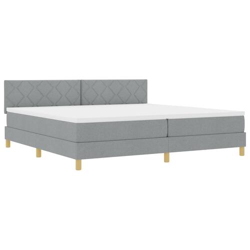 Box Spring seng med madras & LED Lysegrå 200x200 cm Stof