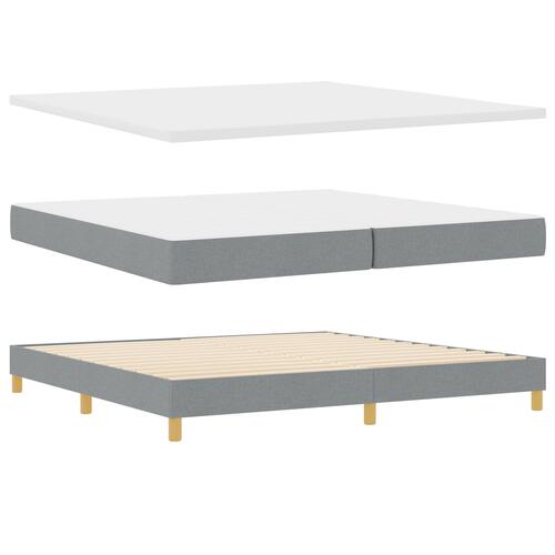 Box Spring seng med madras & LED Lysegrå 200x200 cm Stof
