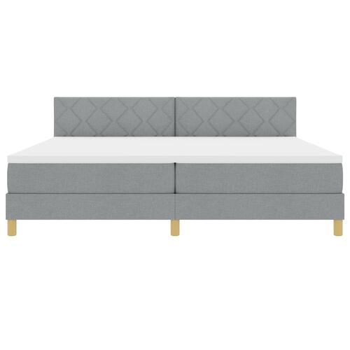 Box Spring seng med madras & LED Lysegrå 200x200 cm Stof