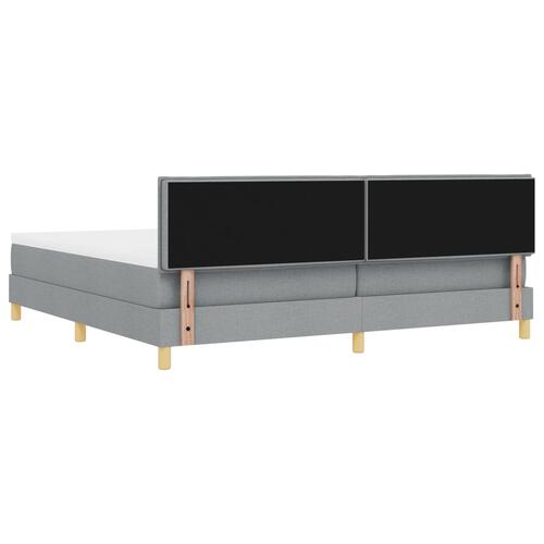 Box Spring seng med madras & LED Lysegrå 200x200 cm Stof