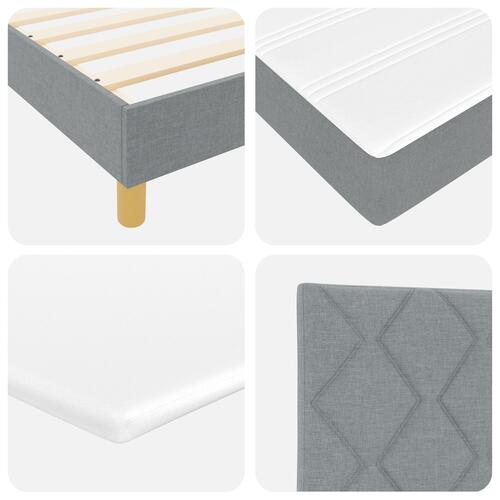 Box Spring seng med madras & LED Lysegrå 200x200 cm Stof