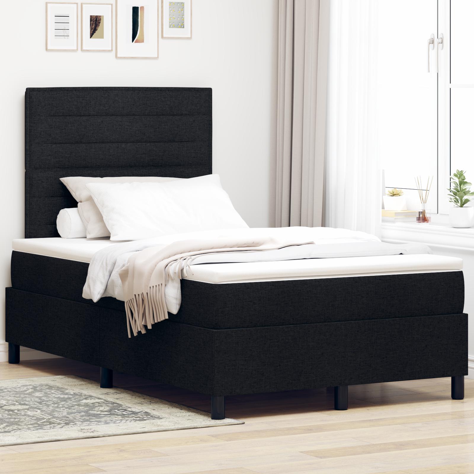 Kontinentalseng med madras med LED Sort 120 x 190 cm Stof