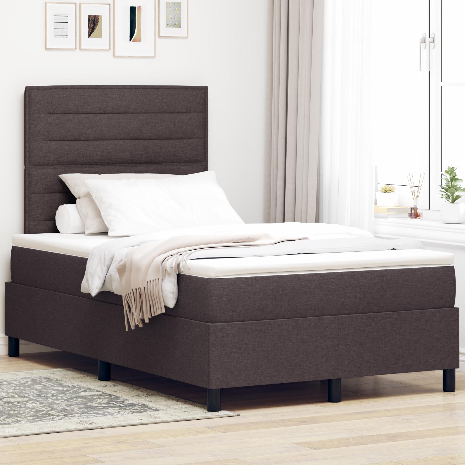 Box spring seng med madras med LED Mørkebrun 120 x 200 cm Stof
