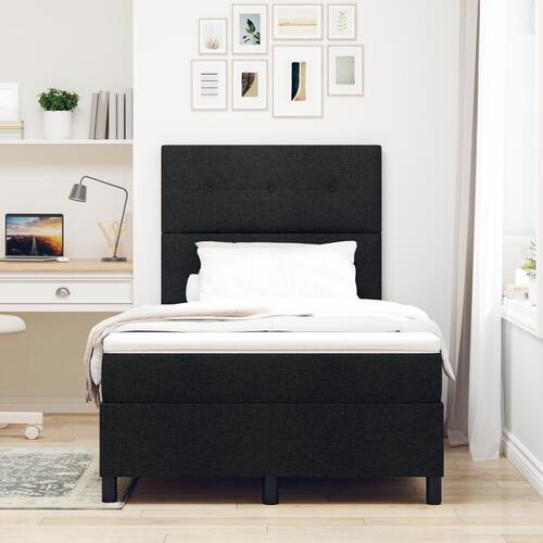 Box Spring Seng med Madras & LED Sort 120x190 cm Stof