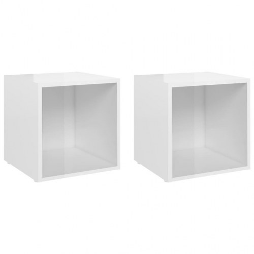 Tv-skabe 2 stk. 37x35x37 cm spånplade hvid højglans