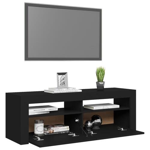 Tv-skab med LED-lys 120x35x40 cm sort