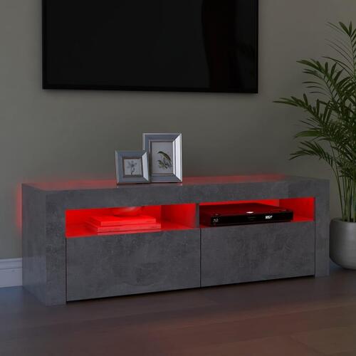 Tv-bord med LED-lys 120x35x40 cm betongrå