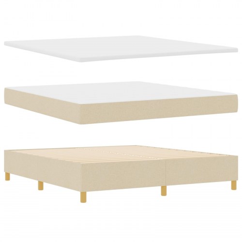 LED Box Spring Bed med madras Creme 180 x 200 cm Stof