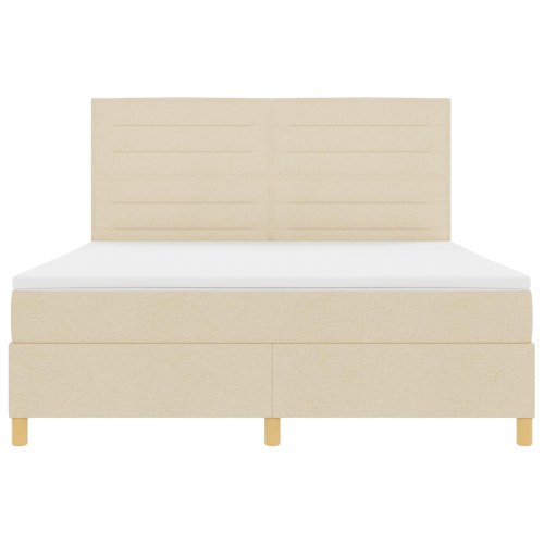 LED Box Spring Bed med madras Creme 180 x 200 cm Stof