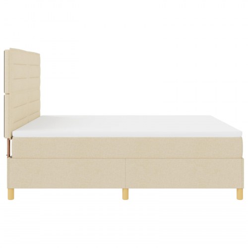 LED Box Spring Bed med madras Creme 180 x 200 cm Stof