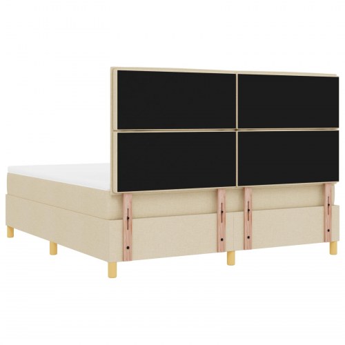 LED Box Spring Bed med madras Creme 180 x 200 cm Stof