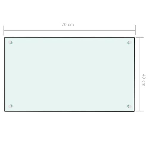 Stænkplade til køkkenet 70 x 40 cm hærdet glas hvid